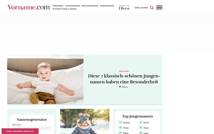 Screenshot von vorname.com