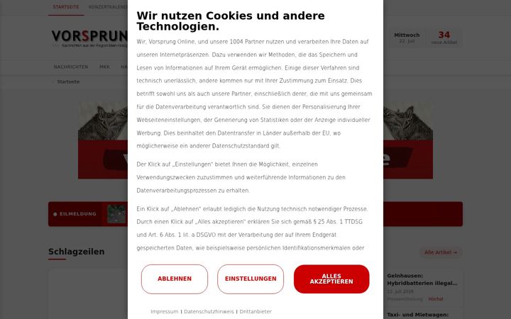 Screenshot of vorsprung-online.de