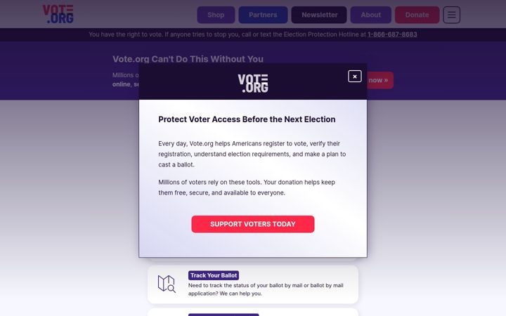 Screenshot of vote.org
