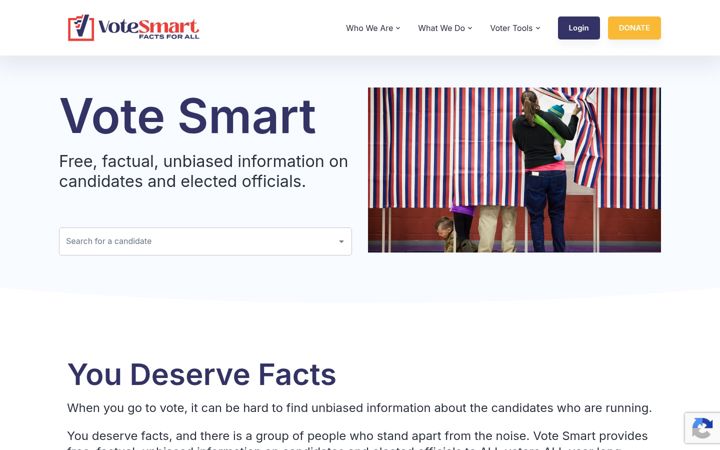Screenshot ta' votesmart.org