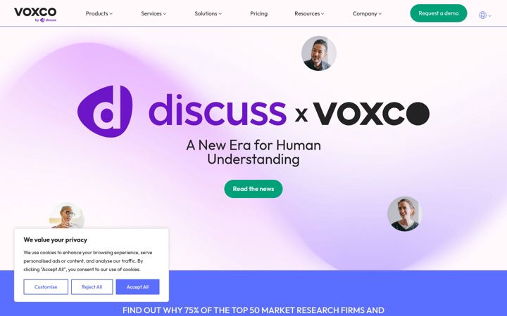 Screenshot of voxco.com