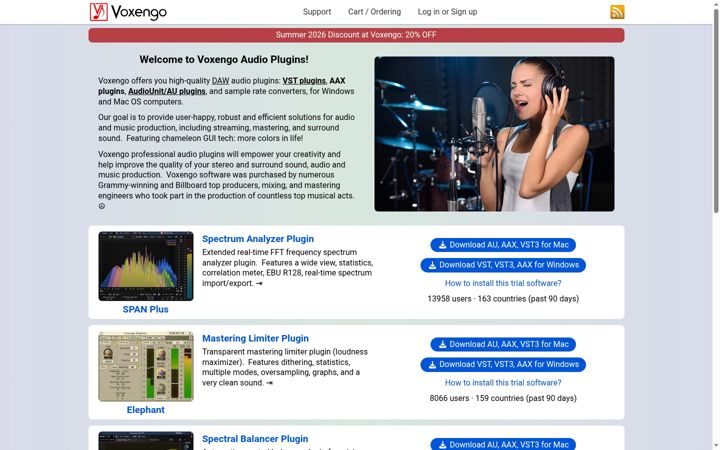 Screenshot of voxengo.com