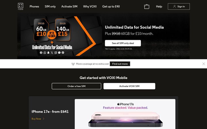 Screenshot of voxi.co.uk