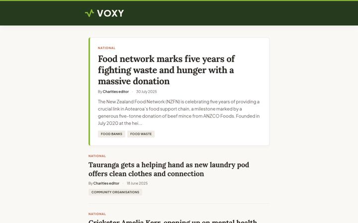 Screenshot of voxy.co.nz
