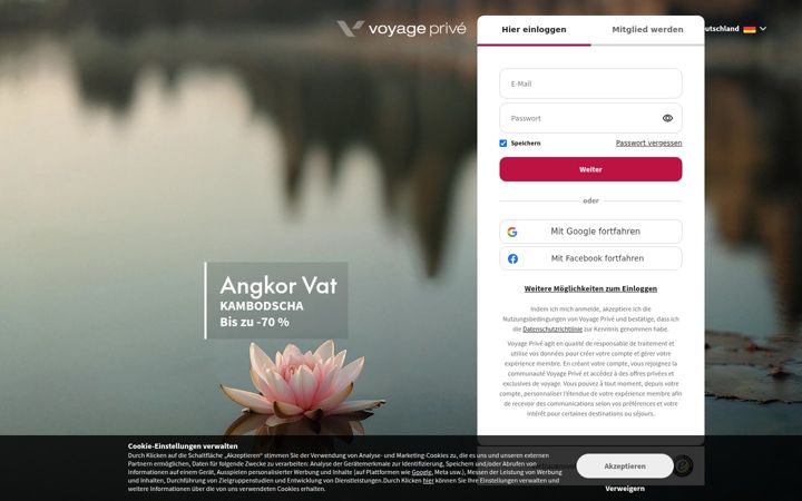 Screenshot του voyage-prive.de