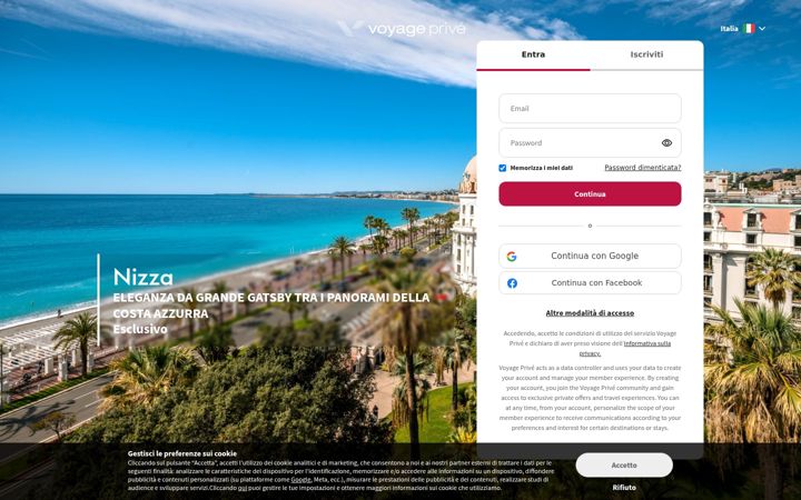 Screenshot of voyage-prive.it