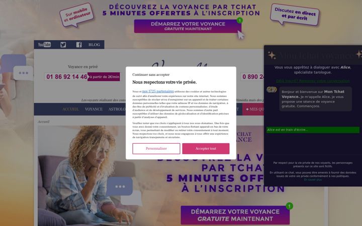 Screenshot of voyancealice.com