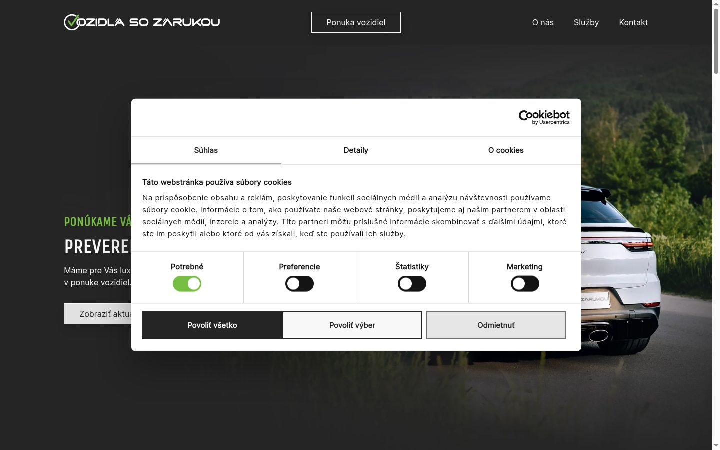 Captura de ecrã do banner de consentimento apresentado antes de qualquer interação