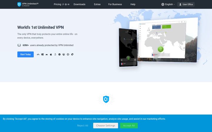 Screenshot of vpnunlimited.com