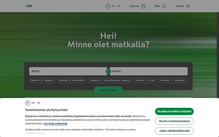 Ekraanipilt saidist vr.fi