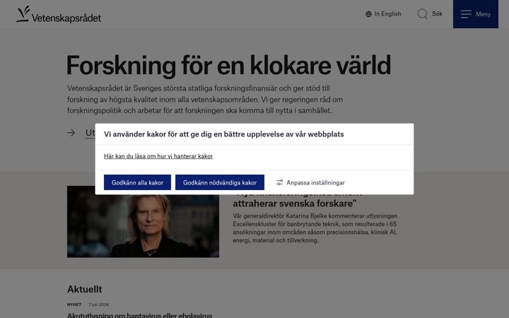 Screenshot of vr.se