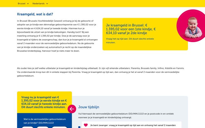 Capture d'écran de vraagjekraamgeldaan.be