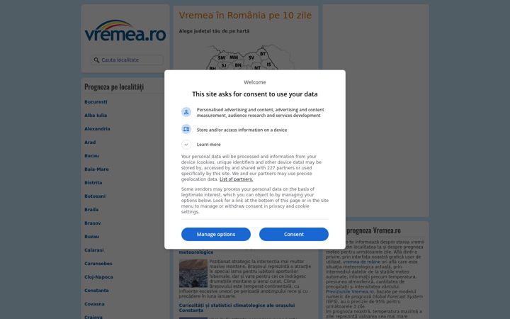 Screenshot of vremea.ro