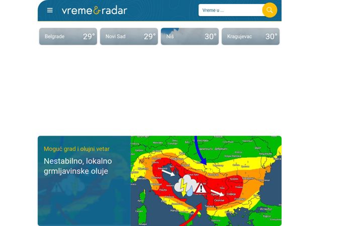 Screenshot von vremeradar.rs