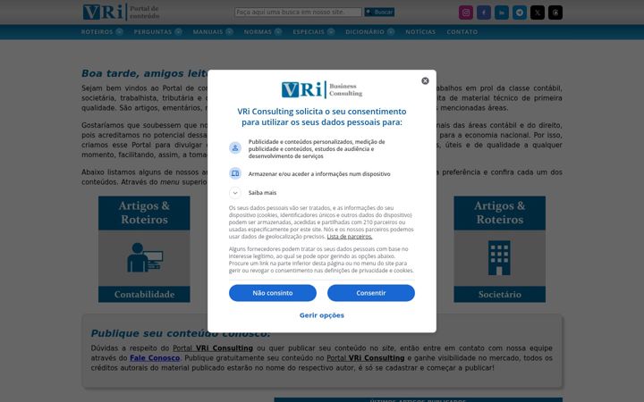 Kuvakaappaus sivustosta vriconsulting.com.br