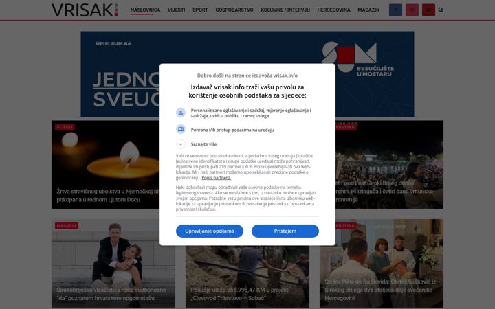 Snímek obrazovky vrisak.info