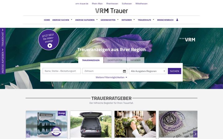 Screenshot of vrm-trauer.de