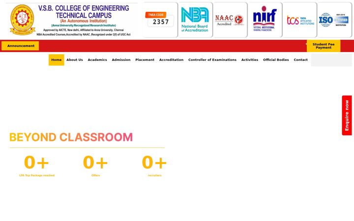 Screenshot του vsbcetc.edu.in