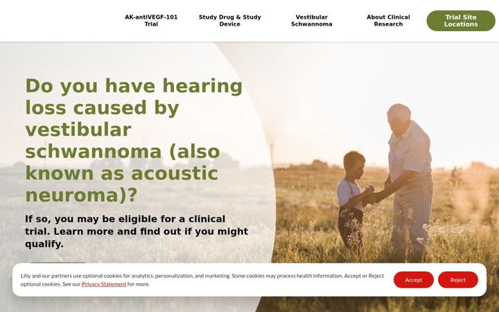 Screenshot of vsclinicaltrial.com