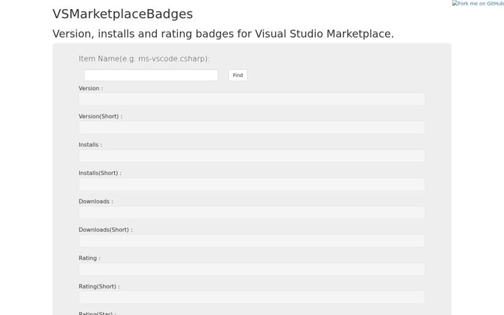 Screenshot of vsmarketplacebadges.dev