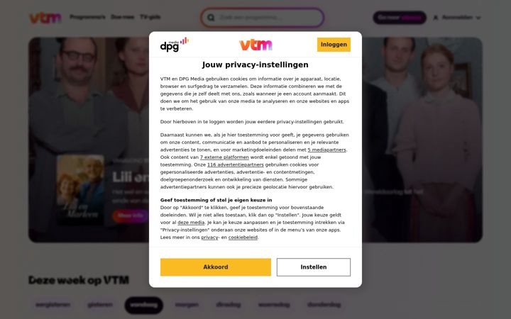 Posnetek zaslona vtm.be