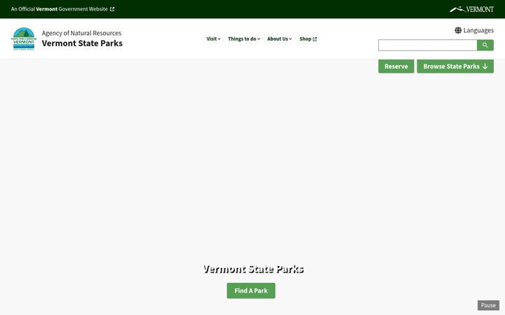 Screenshot of vtstateparks.com