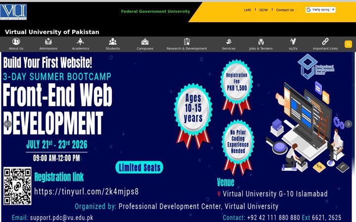 Screenshot di vu.edu.pk