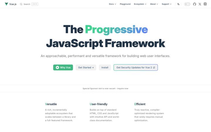 Zrzut ekranu vuejs.org