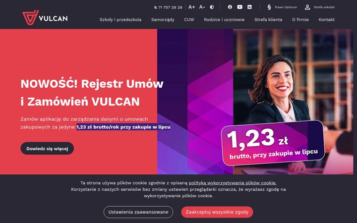Screenshot of vulcan.edu.pl