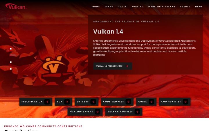 Screenshot of vulkan.org