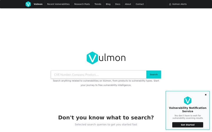 Screenshot of vulmon.com