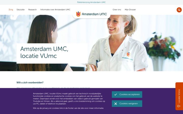 Skjermbilde av vumc.nl