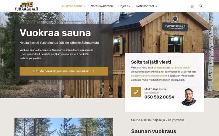 Screenshot van vuokraasauna.fi