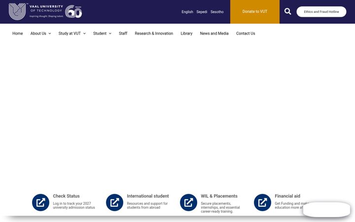 Screenshot of vut.ac.za