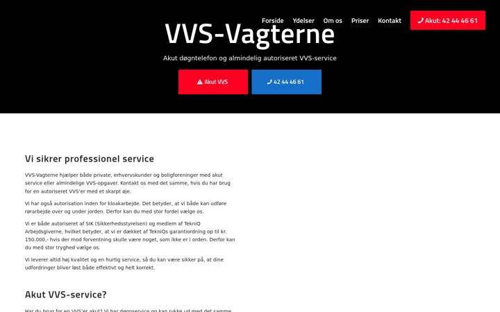 Posnetek zaslona vvs-vagterne.dk