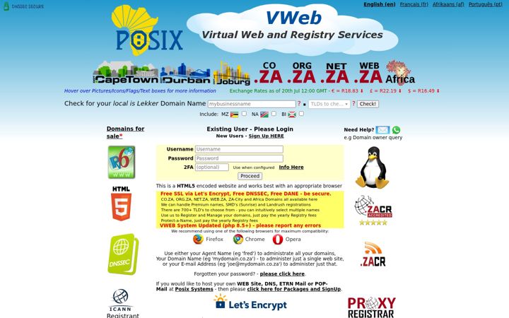 Screenshot of vweb.co.za