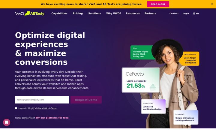 Screenshot ta' vwo.com