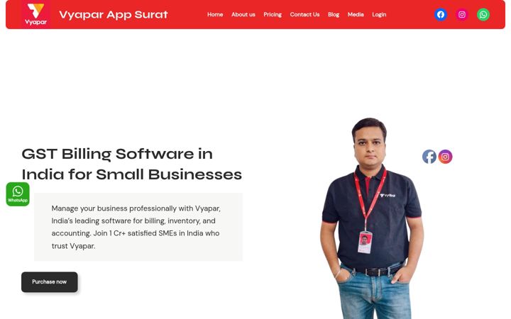 Screenshot of vyaparappsurat.store