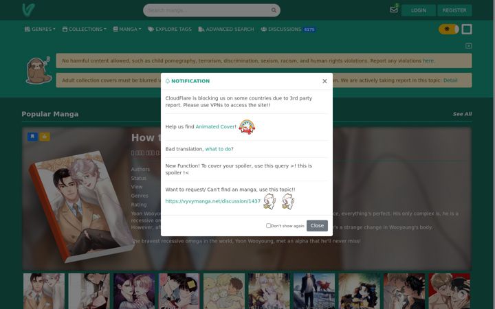 Screenshot van vymanga.com