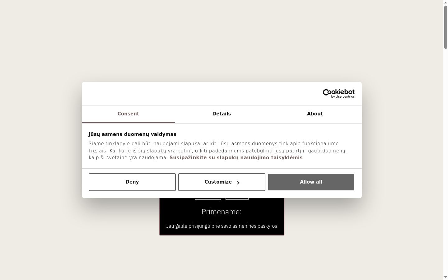 Screenshot tal-banner tal-kunsens muri qabel kwalunkwe interazzjoni