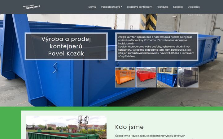 Kuvakaappaus sivustosta vyroba-kontejneru.eu
