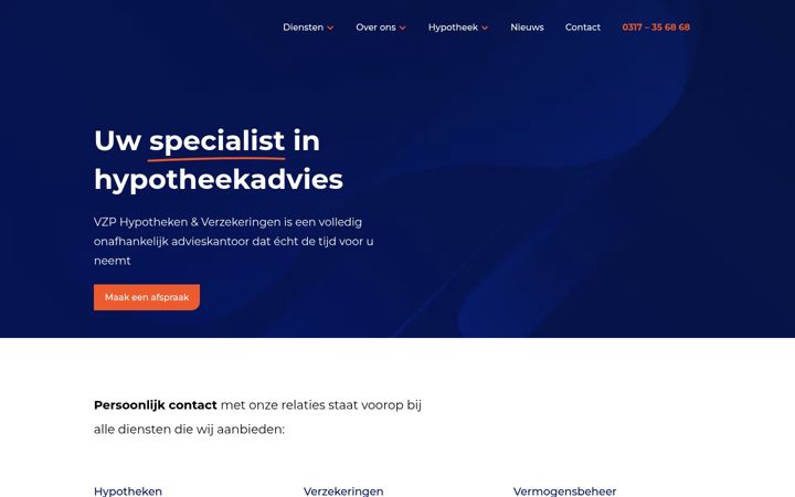 Captură de ecran a vzpadvies.nl