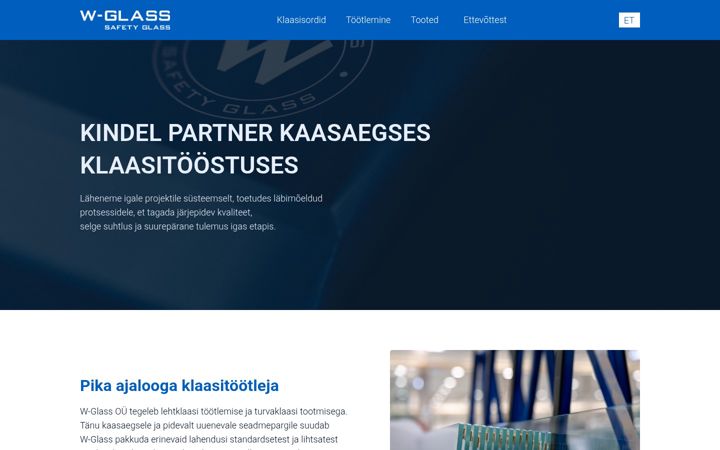 Kuvakaappaus sivustosta w-glass.eu