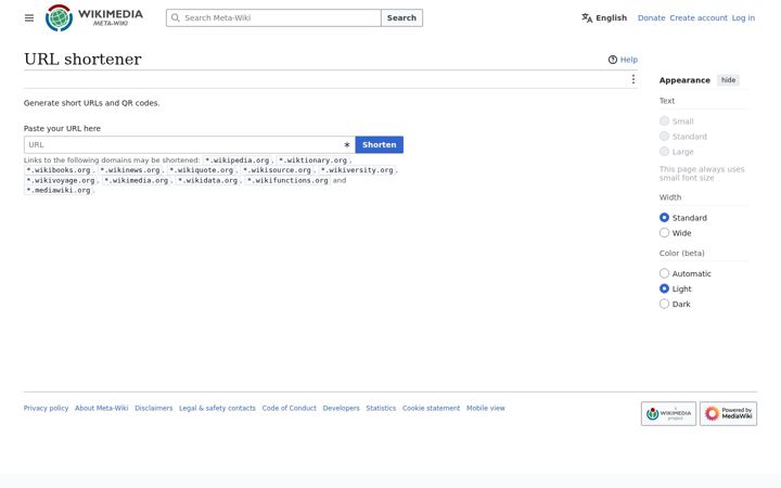 Screenshot of w.wiki