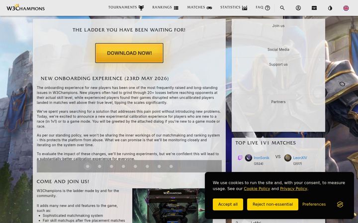 Screenshot of w3champions.com