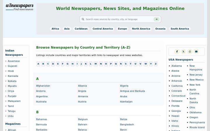 Screenshot of w3newspapers.com
