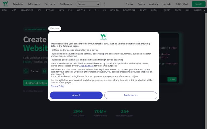 Screenshot of w3spaces.com