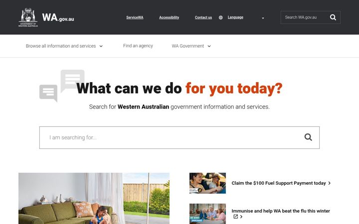Screenshot of wa.gov.au