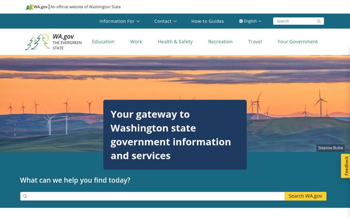Screenshot of wa.gov