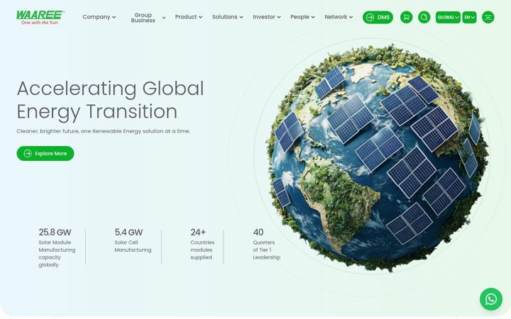 Screenshot of waaree.com